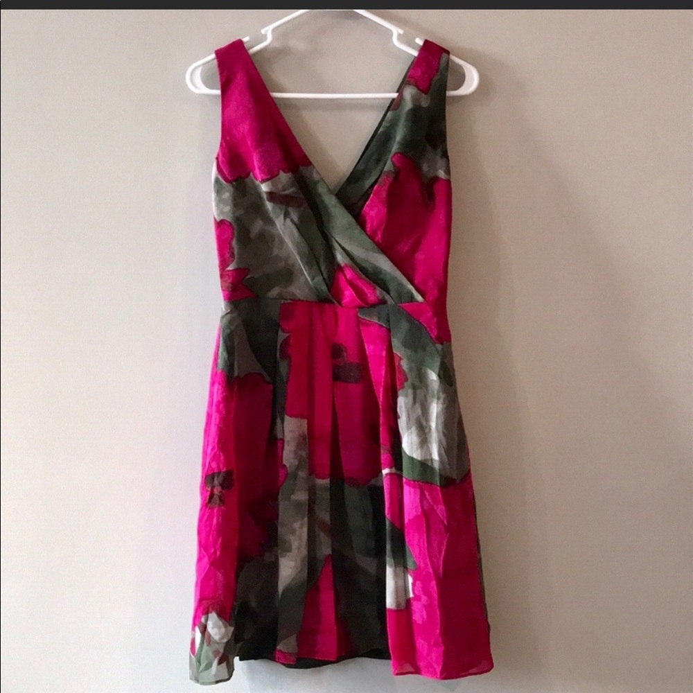 Trina Turk 100% Silk Watercolor A-line Dress